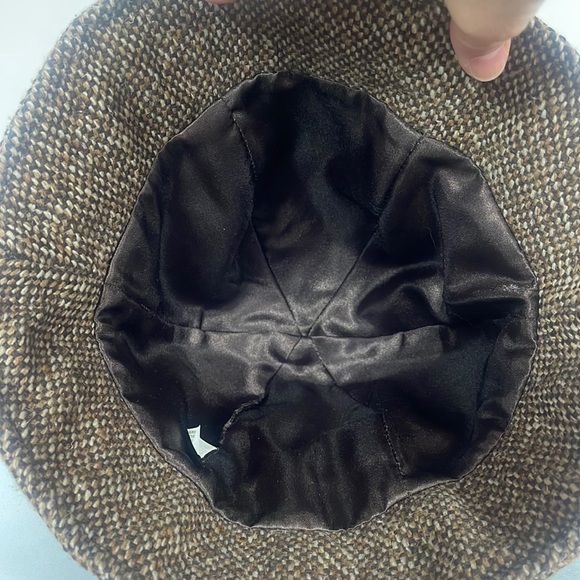 Brown Tweed Cloche Wool Panel Bucket Hat Ribbon Bow Trim Heathered Lined Women’s - Picture 12 of 15